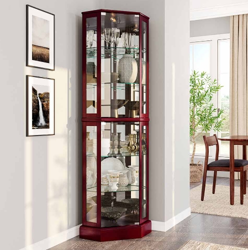 corner china cabinet with glass doors