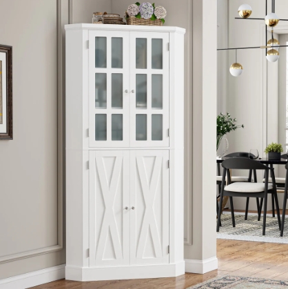 corner white cabinet