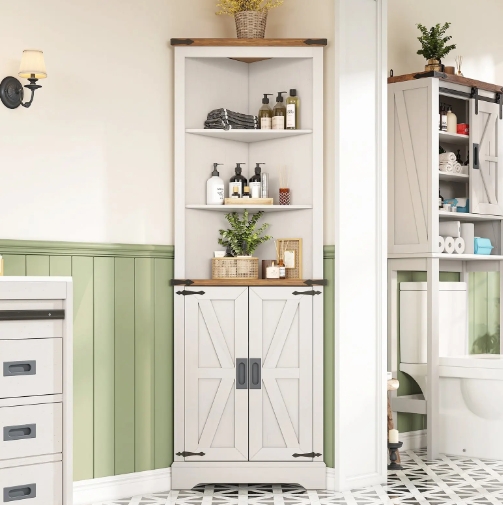 tall corner cabinet with doors