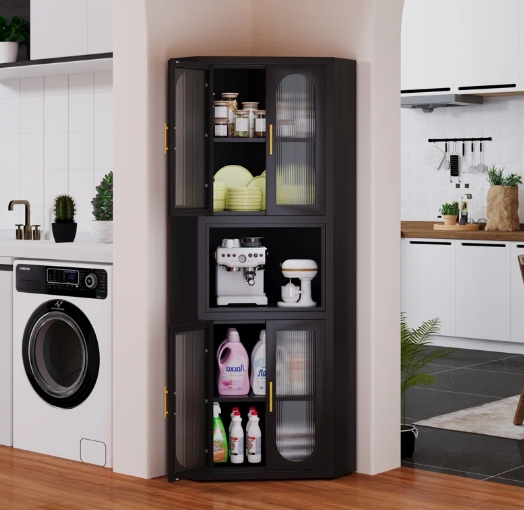 tall corner kitchen pantry cabinet