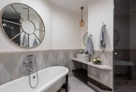 half tiled bathroom