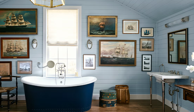 blue bathroom decor