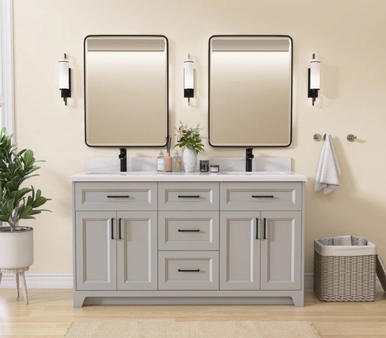 light grey bathroom vanity