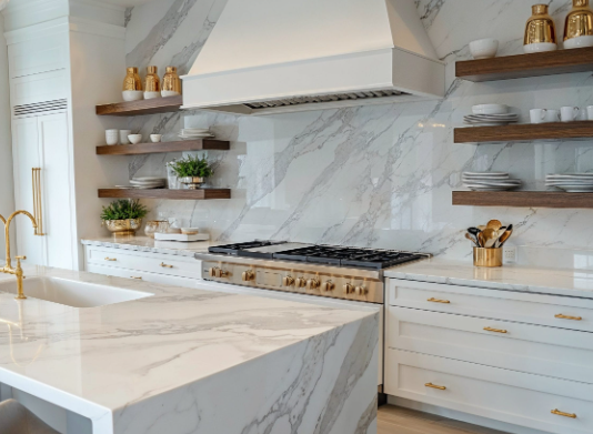 Small farmhouse kitchen open shelving solutions