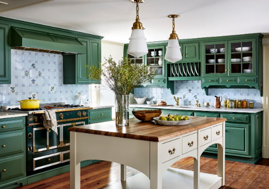 Best color schemes for farmhouse kitchen open shelving