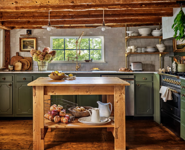 How to display dishes on farmhouse kitchen open shelves