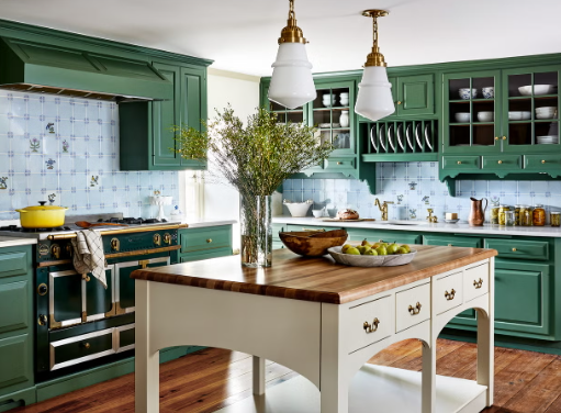 Farmhouse kitchen open shelving with tile backsplash ideas
