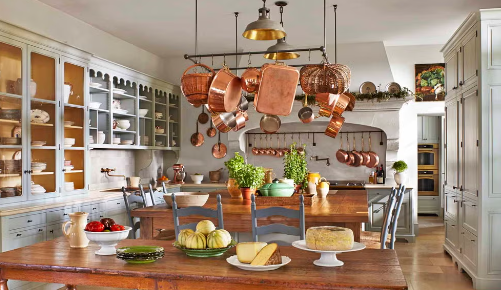 Farmhouse kitchen open shelving for cozy kitchen styling