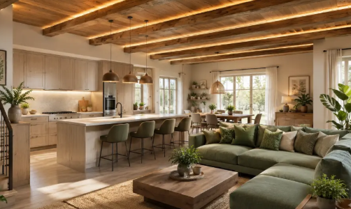 Open-Concept Farmhouse Living Room Layout